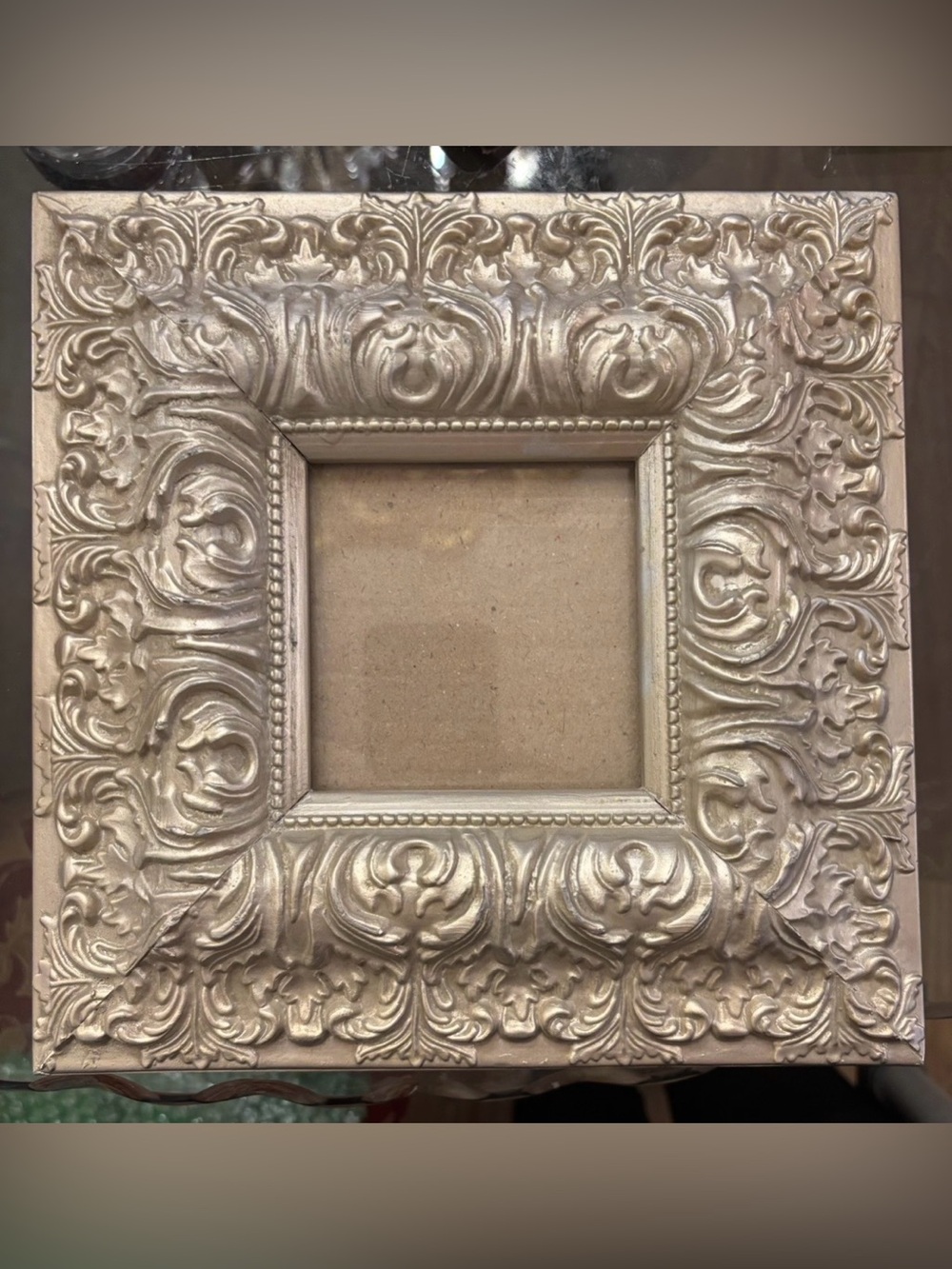 Ornate Silver Baroque Square Frame - Home Accents. 4x4
